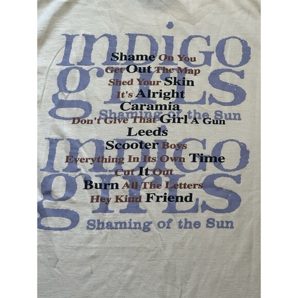 Vintage 1997 Indigo Girls Album Promo T-shirt "Shaming of the Sun" Double Sided - Picture 7 of 8